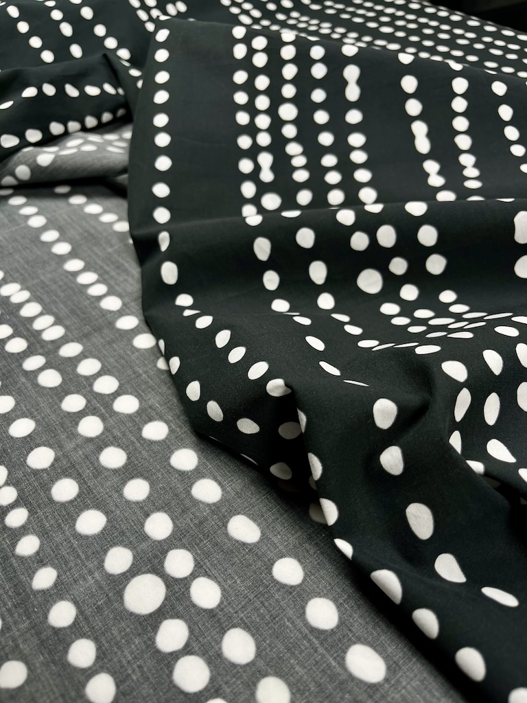 115866 c پارچه کتان نخ Smoke Dot Rhythm Cotton - Image 1