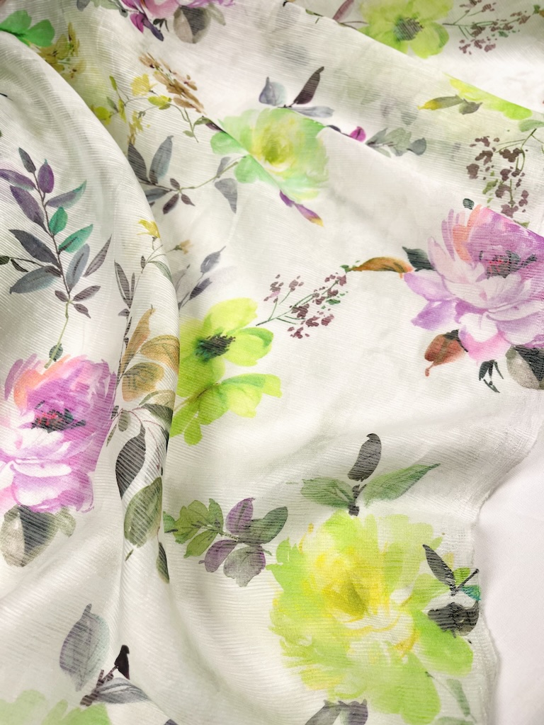 11547111.2 پارچه لینن ظریف Spring Watercolor Floral Fine Linen - Image 1