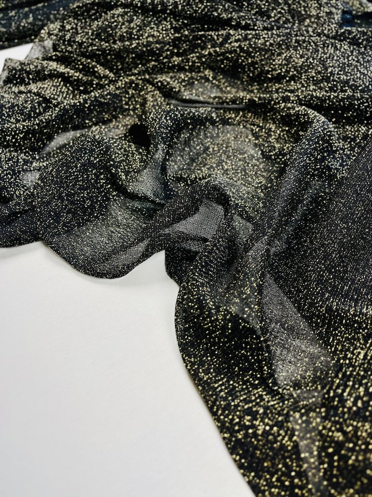 C23-449112368818.3 پارچه تور لمه دار Black Gold Lorex Mesh - Image 1