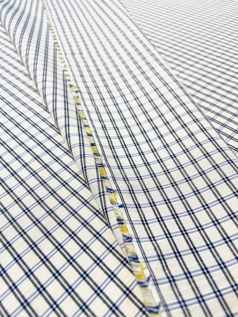 1151978.8 پارچه تترون Cream-Indigo Poly-Cotton - Image 1