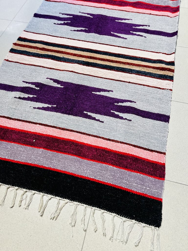 1955472 $38.9693*150 گلیم هندی Flatweave Striped - Redbud - Image 1