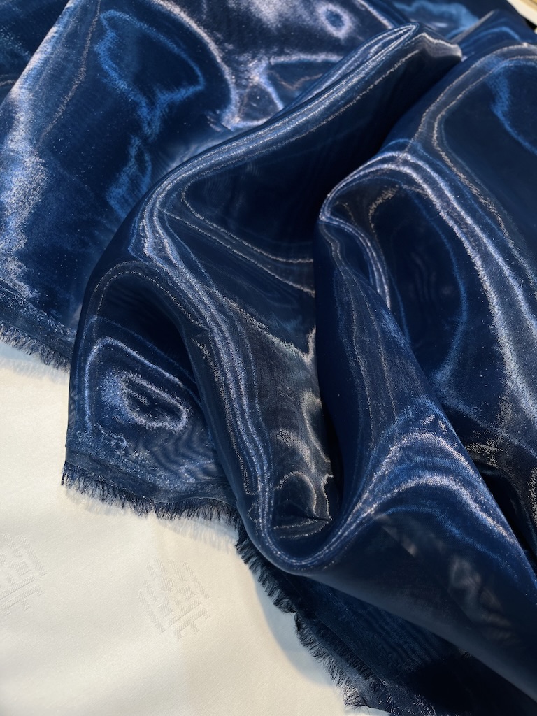41111866456.8Navy Blue Organza korea پارچه ارگانزا Navy Blue Organza - Image 1