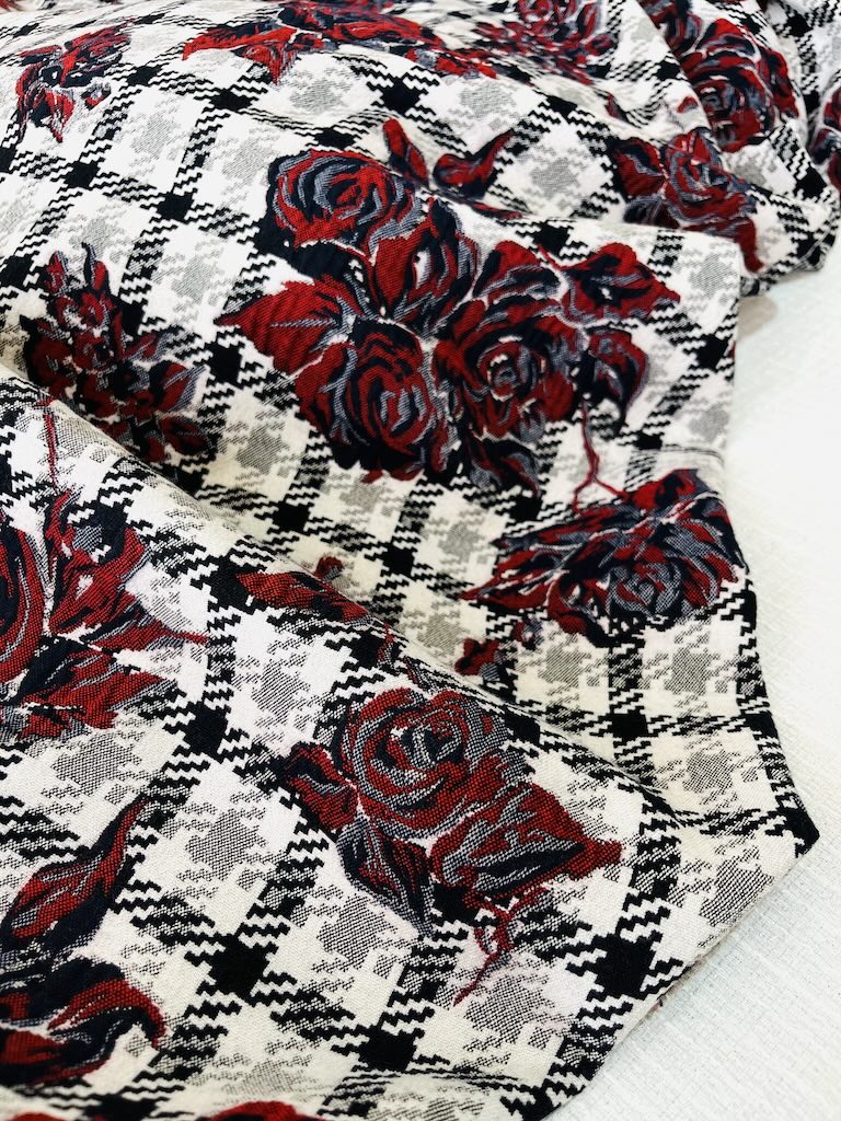 3211146804 a پارچه ژاکارد Scarlet Houndstooth Jacquard - Image 1