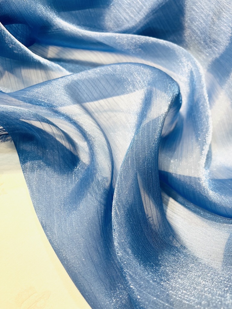 41111866317.8 پارچه کراش ارگانزا Pastel Ice Blue Crushed Organza - Image 1